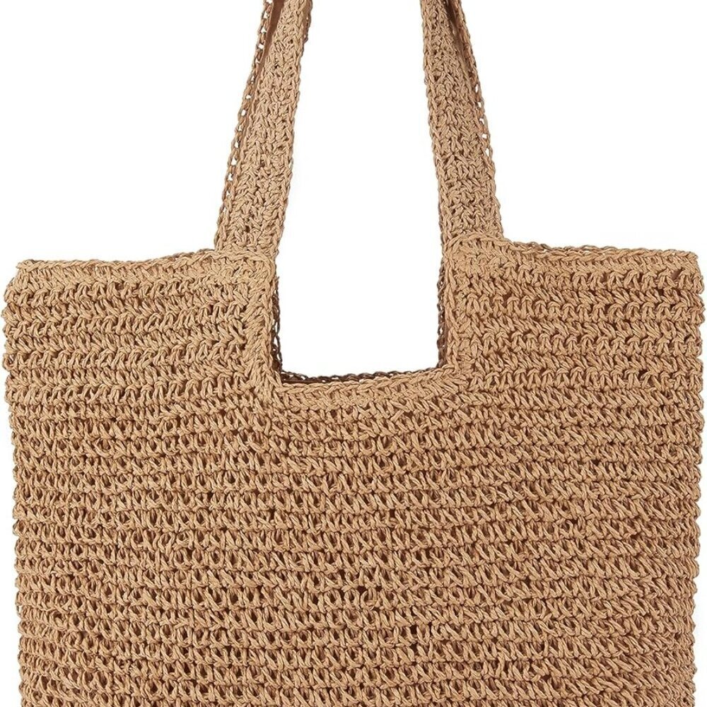 Straw Beach Tote Bag: Large Summer Boho Woven Bags - Rattan Handmade Shoulder Ha